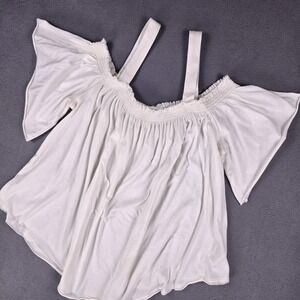 We The Free Top Womens Large Off Shoulder Flutter Sleeve Boho Festival Shirt